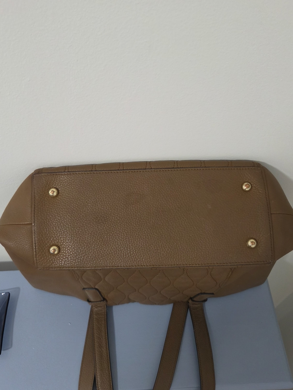 Vera Bradley Quilted Brown Leather Laptop Tote Bag - Picture 10 of 10